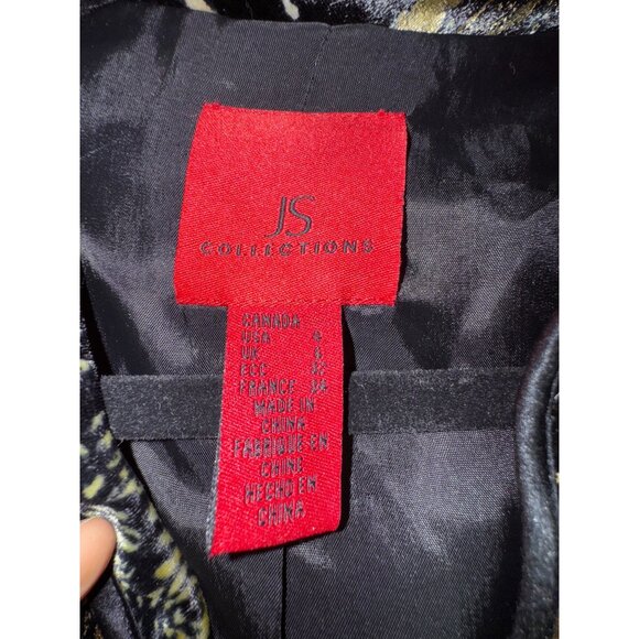 JS Collections Black & Gold Velvet Suit Size 4 Blazer Flare Skirt Classy Glam - Picture 6 of 13